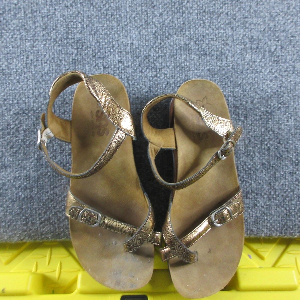 SAS Pampa Sandals Womens Size 9 Gold Leather Thong‎ Wedge Buckle Comfort